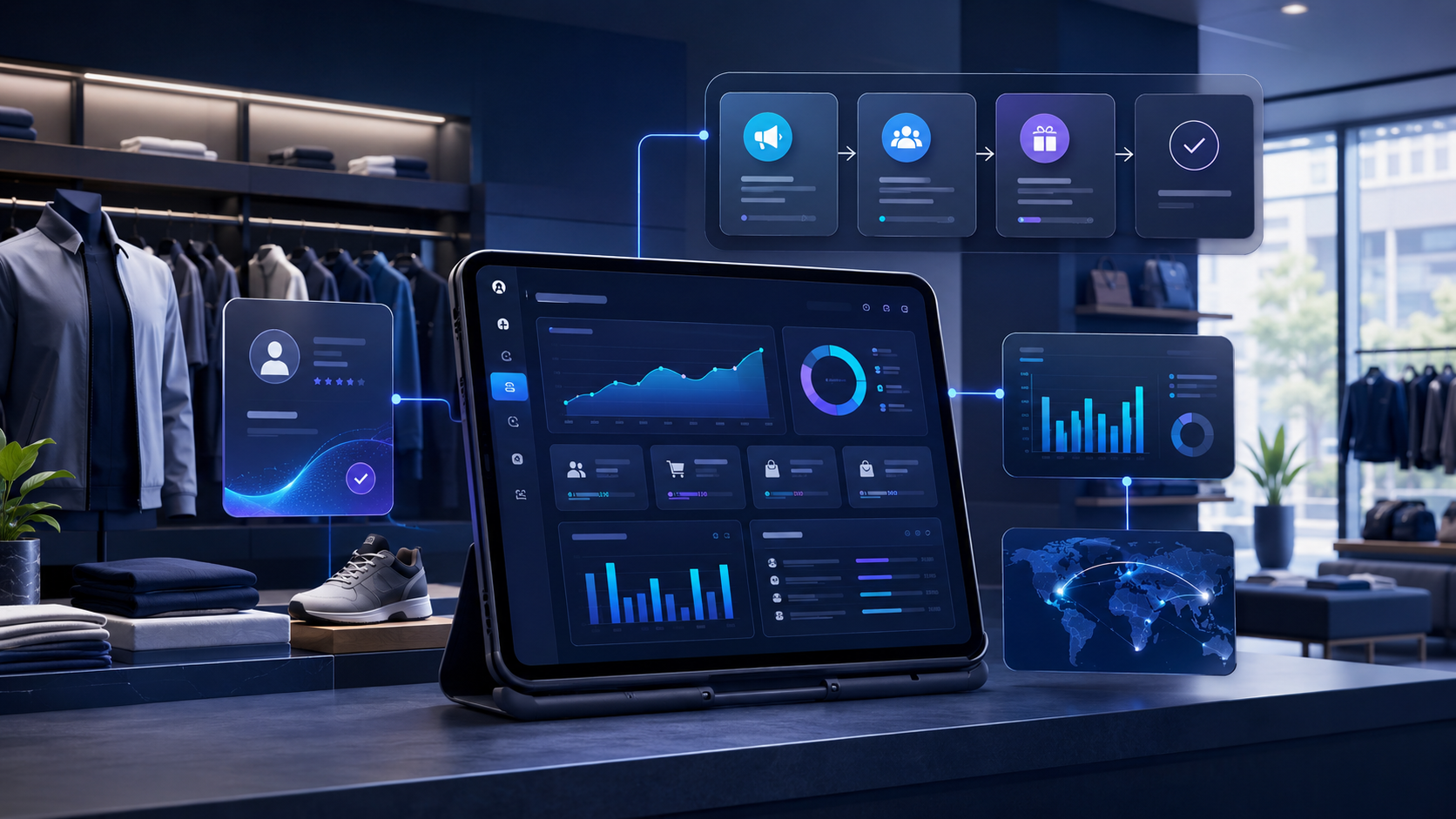 Enterprise retail workflow with connected store operations and reporting